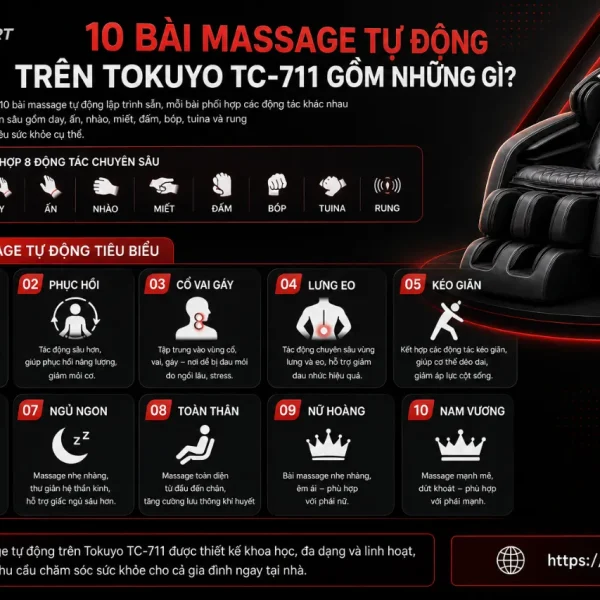 Ghế Massage Tokuyo TC-711 10 Bài Massage, Công Nghệ 4D