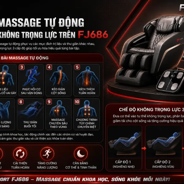 Ghế Massage FUJILUX FJ686: Scan Body AI, Massage Trị Liệu Toàn Thân