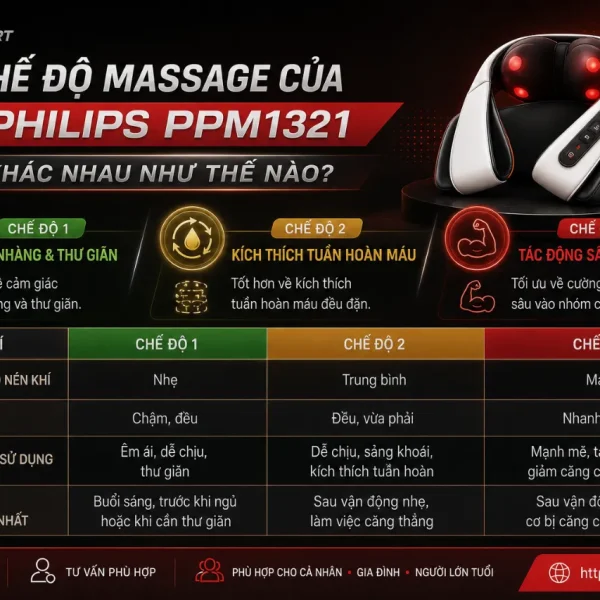 Máy Massage Đầu Philips PPM1321: 3 chế độ massage, chườm ấm