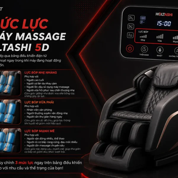 Máy massage chân Holtashi 5D: 5 chương trình, 3 mức lực