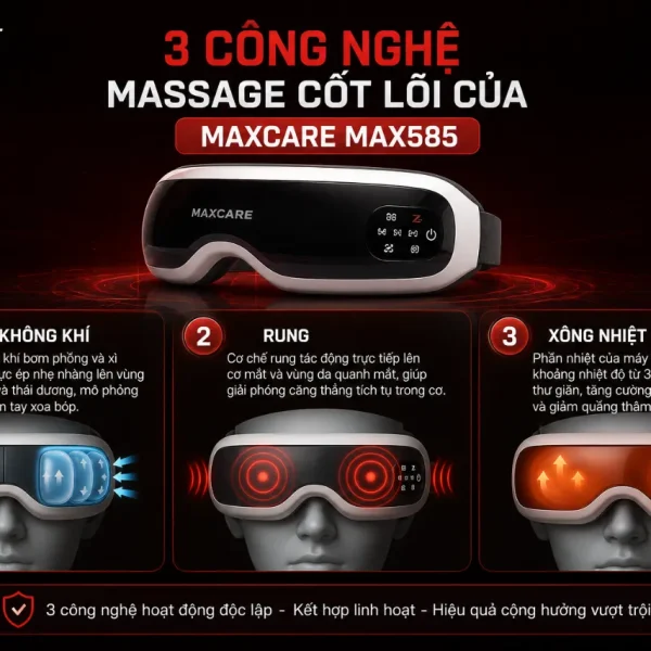 Máy massage mắt Maxcare Max585: 3 chương trình massage, giảm mỏi mắt