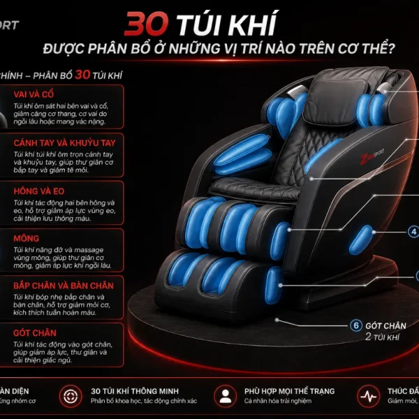 Ghế Massage Okasa OS-268 Plus: 30 Túi Khí, Con Lăn Thông Minh
