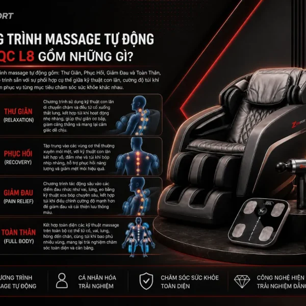 Ghế Massage Queen Crown QC L8: 4 Chương Trình, 48 Túi Khí