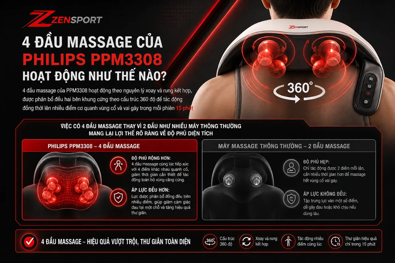 4 Đầu Massage Của Philips PPM3308 Hoạt Động Như Thế Nào?