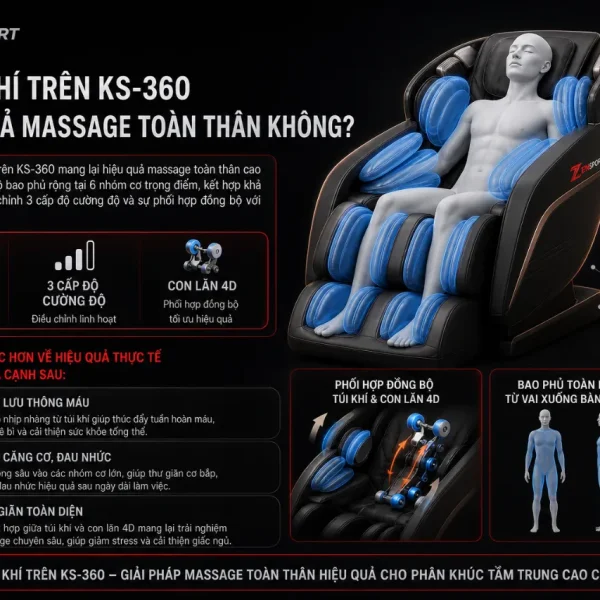 Ghế massage Kaitashi KS-360: 80 túi khí, Zero Gravity