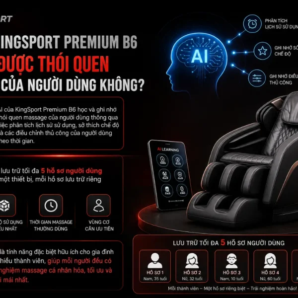 Ghế Massage KingSport Premium B6: AI Thông Minh, Điều Khiển Tiếng Việt
