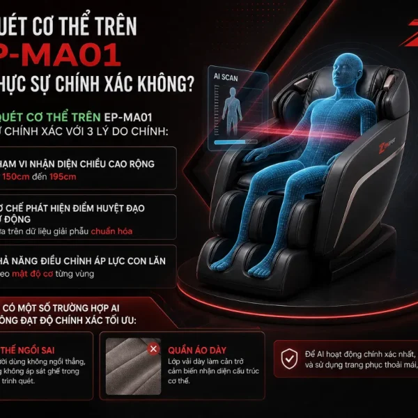 Ghế Massage Panasonic EP-MA01: AI Quét Cơ Thể, 6 Kỹ Thuật Massage