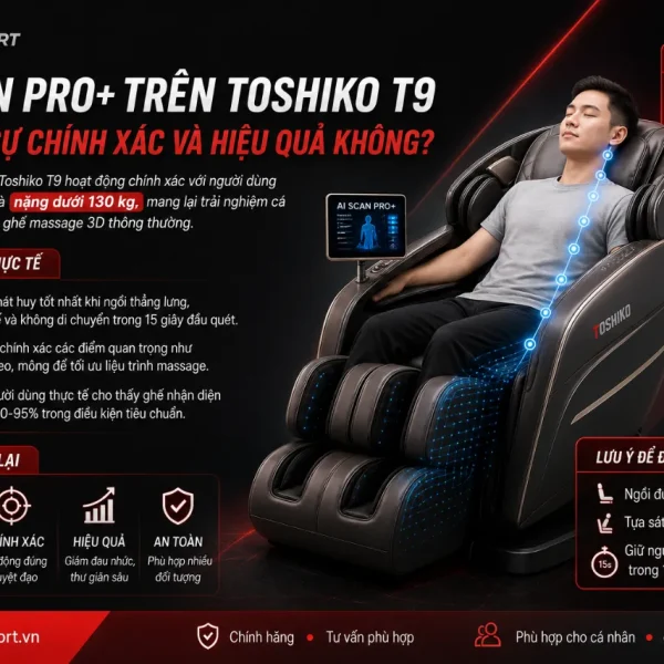Ghế Massage Toshiko T9: 4D DeepTouch, AI Scan Pro+ Cá Nhân Hoá