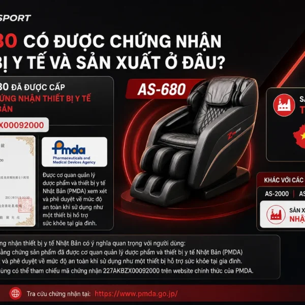 Ghế Massage Fujiiryoki AS-680: 4 Bi Massage, Điều Chỉnh Lực Theo Vùng