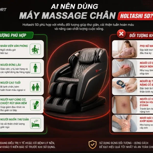 Máy massage chân Holtashi 5D: 5 chương trình, 3 mức lực