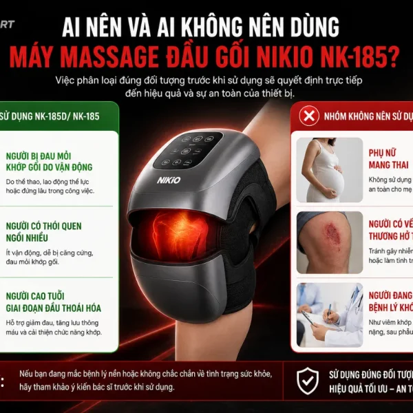 Máy massage đầu gối Nikio NK-185: Rung nóng, nhiệt hồng ngoại
