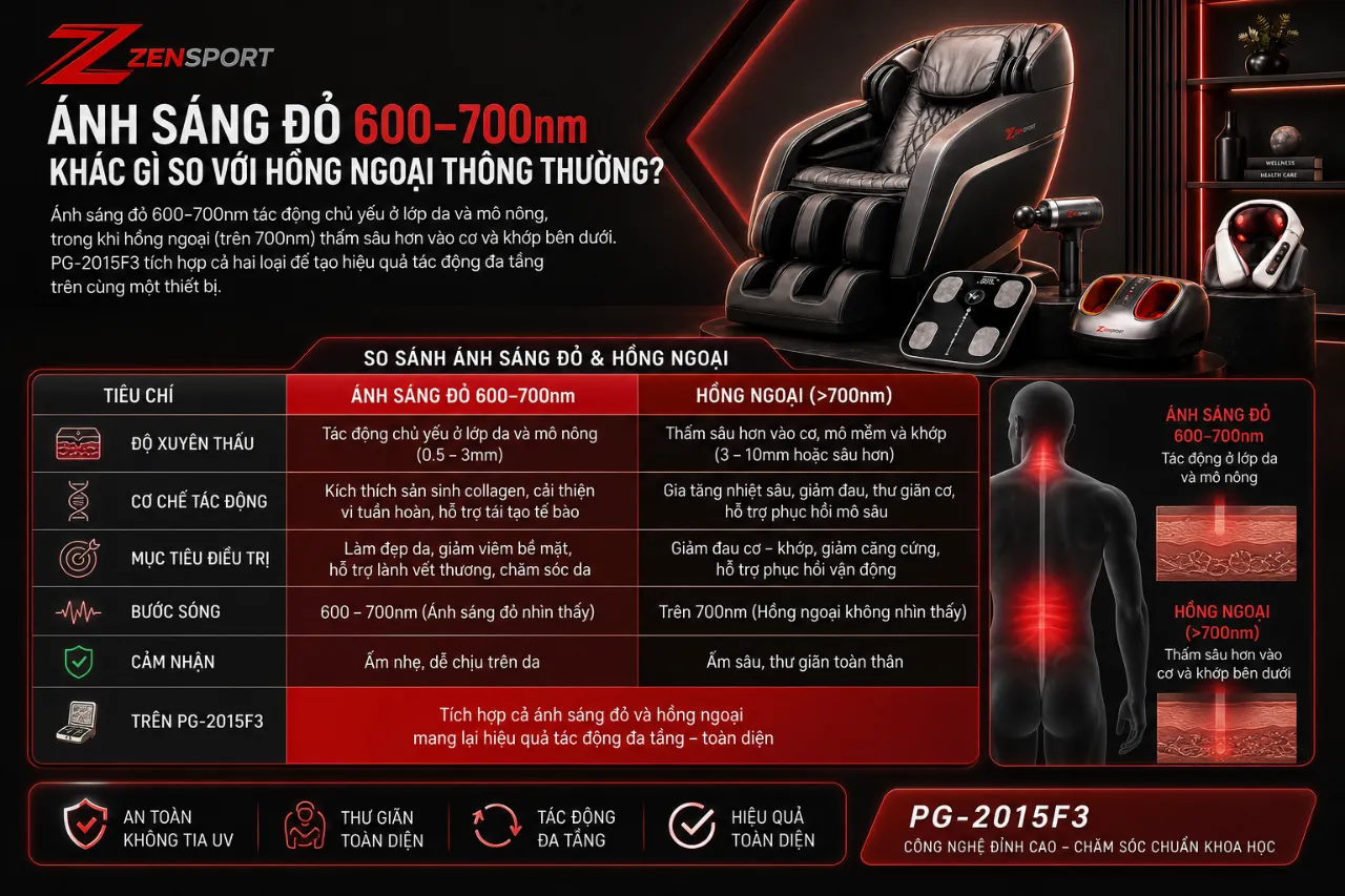 Ánh Sáng Đỏ 600–700nm Khác Gì So Với Hồng Ngoại Thông Thường?