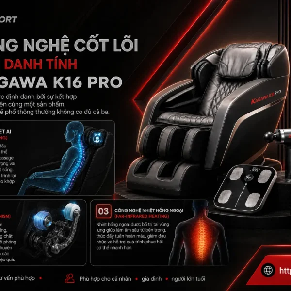Ghế Massage Kagawa K16 Pro Quét AI, Con Lăn 3D Và Túi Khí