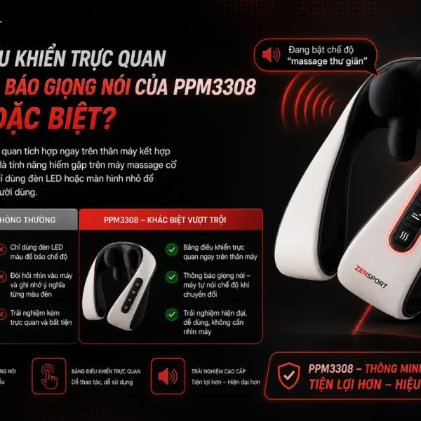 Máy Massage Cổ Philips PPM3308: 4 Đầu Massage, Chườm Ấm Sinh Học