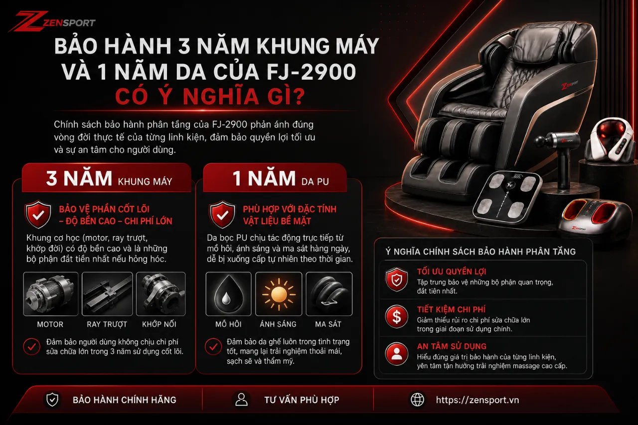 Bảo Hành 3 Năm Khung Máy Và 1 Năm Da Của FJ-2900 Có Ý Nghĩa Gì?