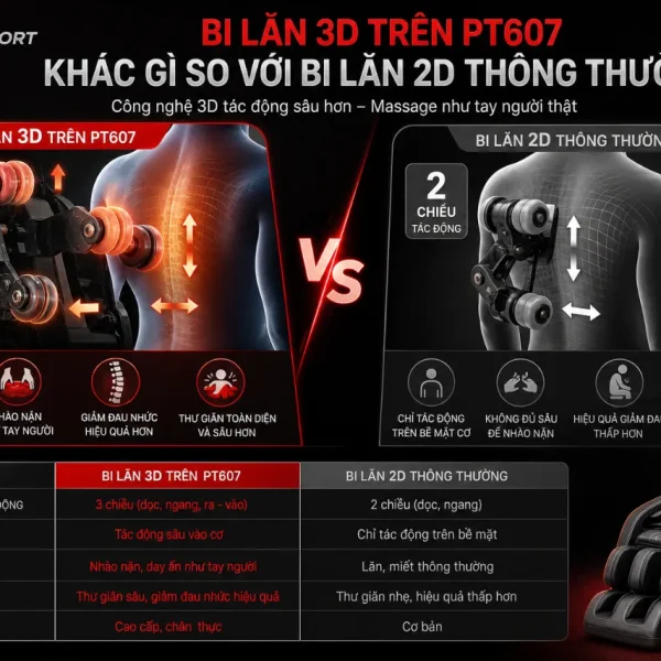 Ghế Massage Fuji Luxury PT607: Bi Chạy 3D, Body Scan