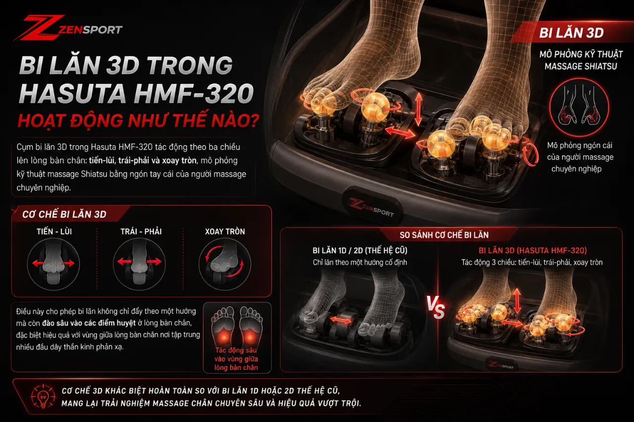 Bi lăn 3D trong Hasuta HMF-320 hoạt động như thế nào?