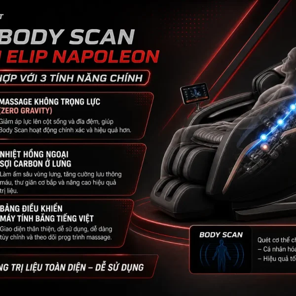Ghế Massage ELIP Napoleon: Massage 5D, Body Scan