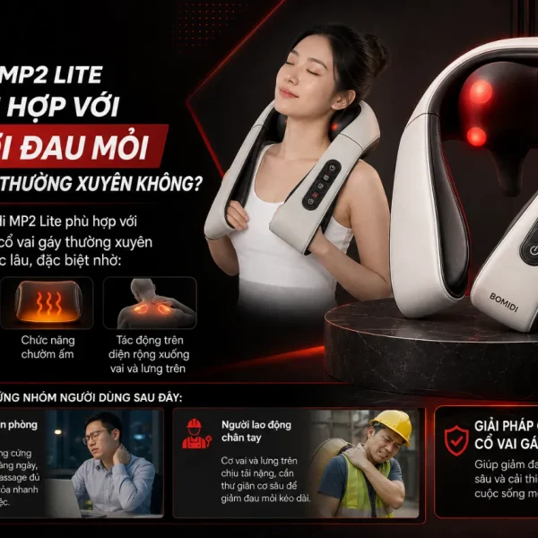 Máy massage cổ Bomidi MP2: Lite 6 điểm 3D, chườm ấm