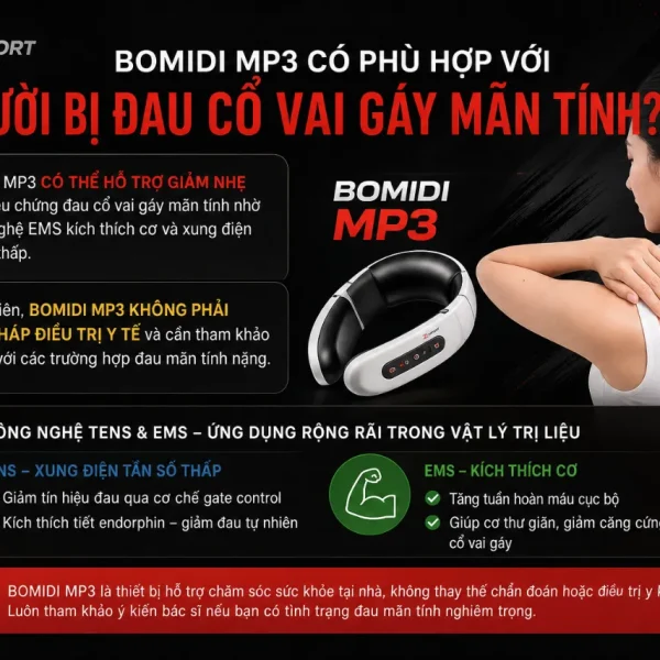 Máy massage cổ Bomidi MP3: 16 chế độ, TENS EMS