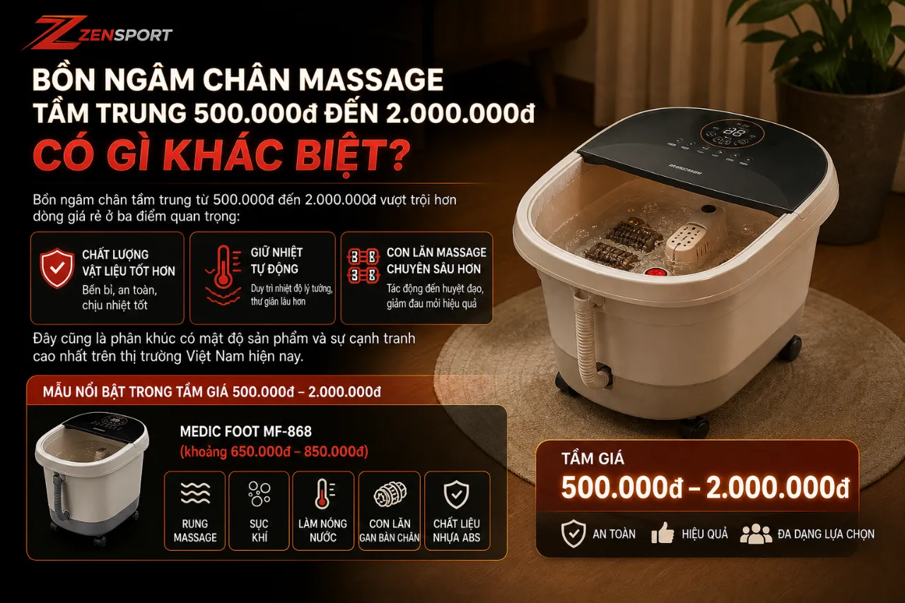 Bồn ngâm chân massage tầm trung 500.000đ đến 2.000.000đ có gì khác biệt?