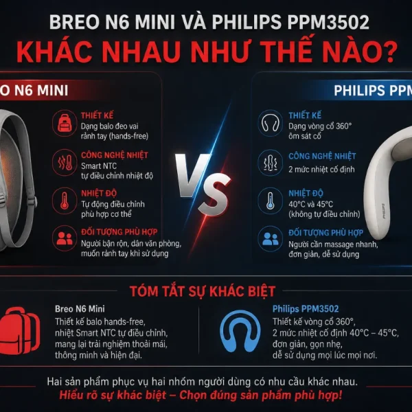 Máy massage cổ vai gáy Breo N6 Mini: Nhiệt hồng ngoại, nhỏ gọn