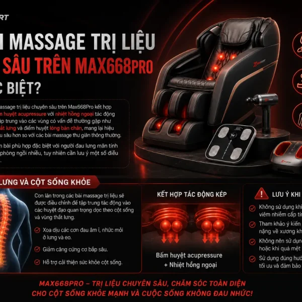 Ghế Massage Maxcare Max668Pro: 18 Bài Massage, Điều Khiển Giọng Nói