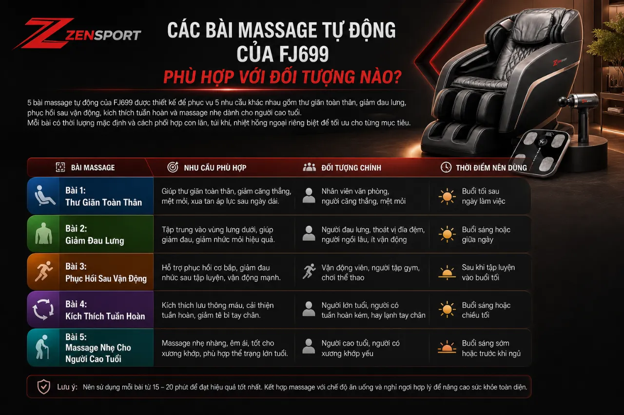 Các Bài Massage Tự Động Của FJ699 Phù Hợp Với Đối Tượng Nào?