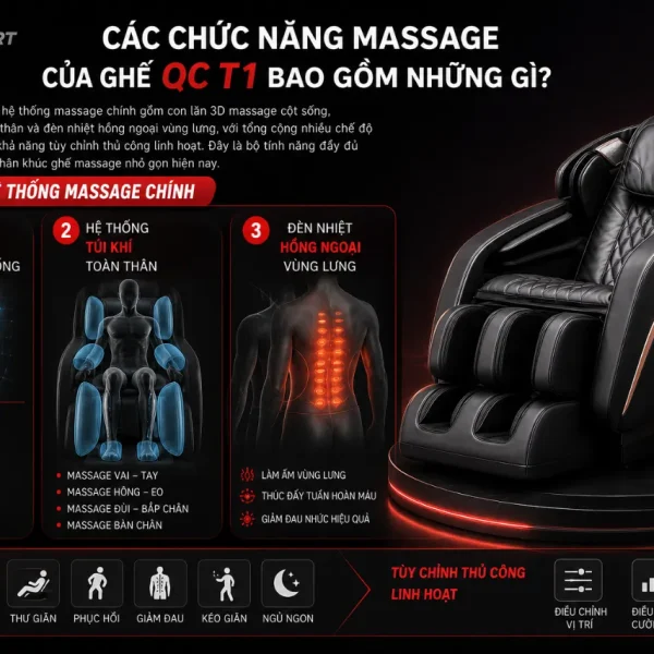 Ghế Massage Queen Crown QC T1 Nhỏ Gọn, Không Trọng Lực
