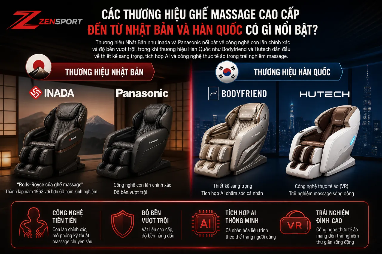 Các Thương Hiệu Ghế Massage Cao Cấp Đến Từ Nhật Bản Và Hàn Quốc Có Gì Nổi Bật?