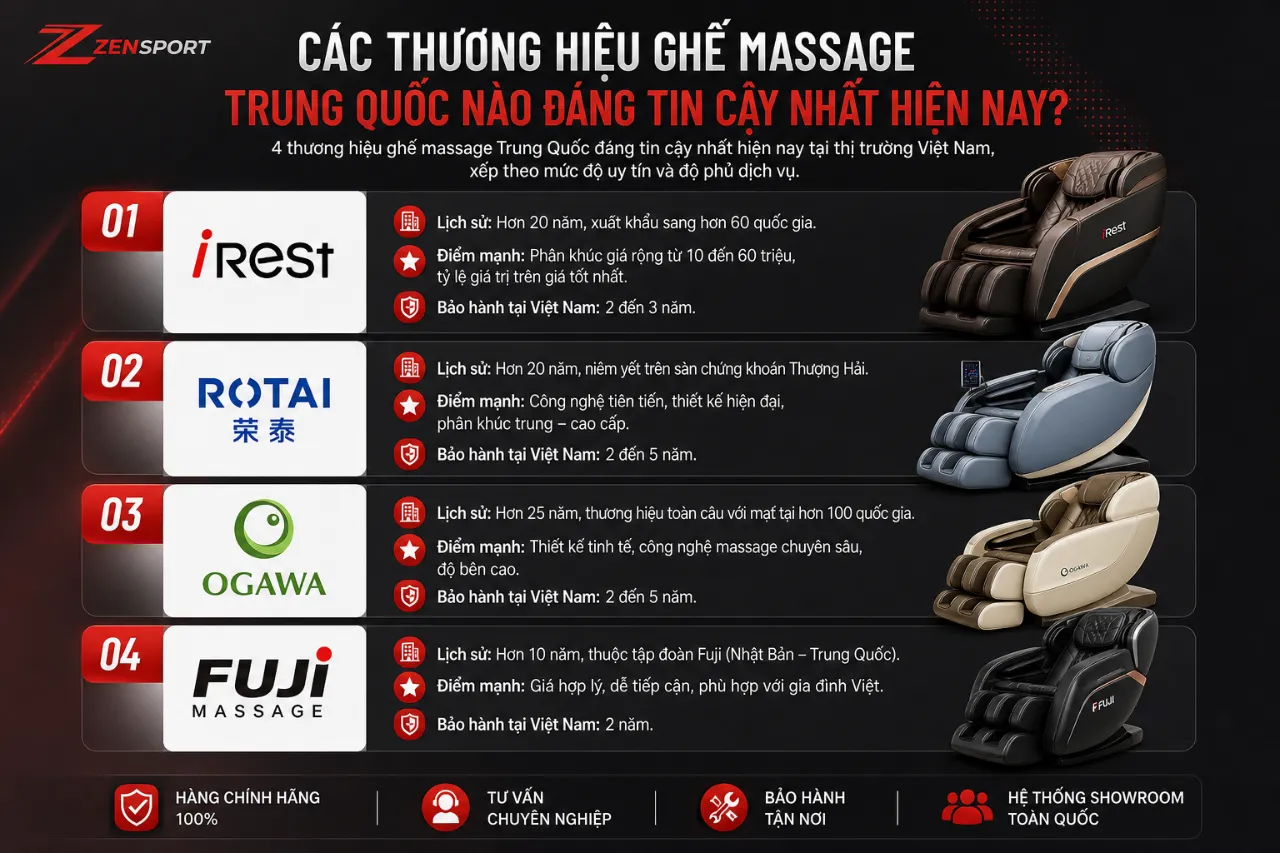 Các Thương Hiệu Ghế Massage Trung Quốc Nào Đáng Tin Cậy Nhất Hiện Nay?