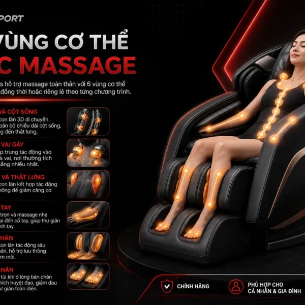 Ghế Massage Maxcare Max616 Plus: 4 Bài Massage, Không Trọng Lự