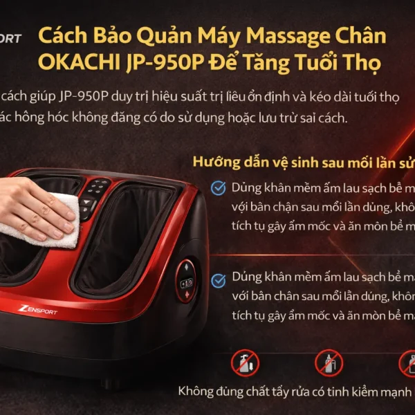 Máy massage chân OKACHI JP-950P: Châm cứu bấm huyệt, 25 chế độ