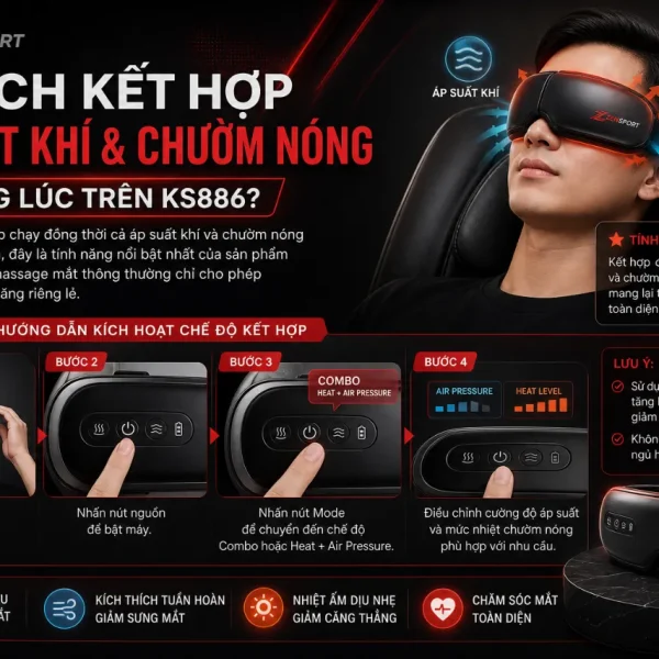 Máy massage mắt KingSport KS886: áp suất khí, chườm nóng tùy chỉnh