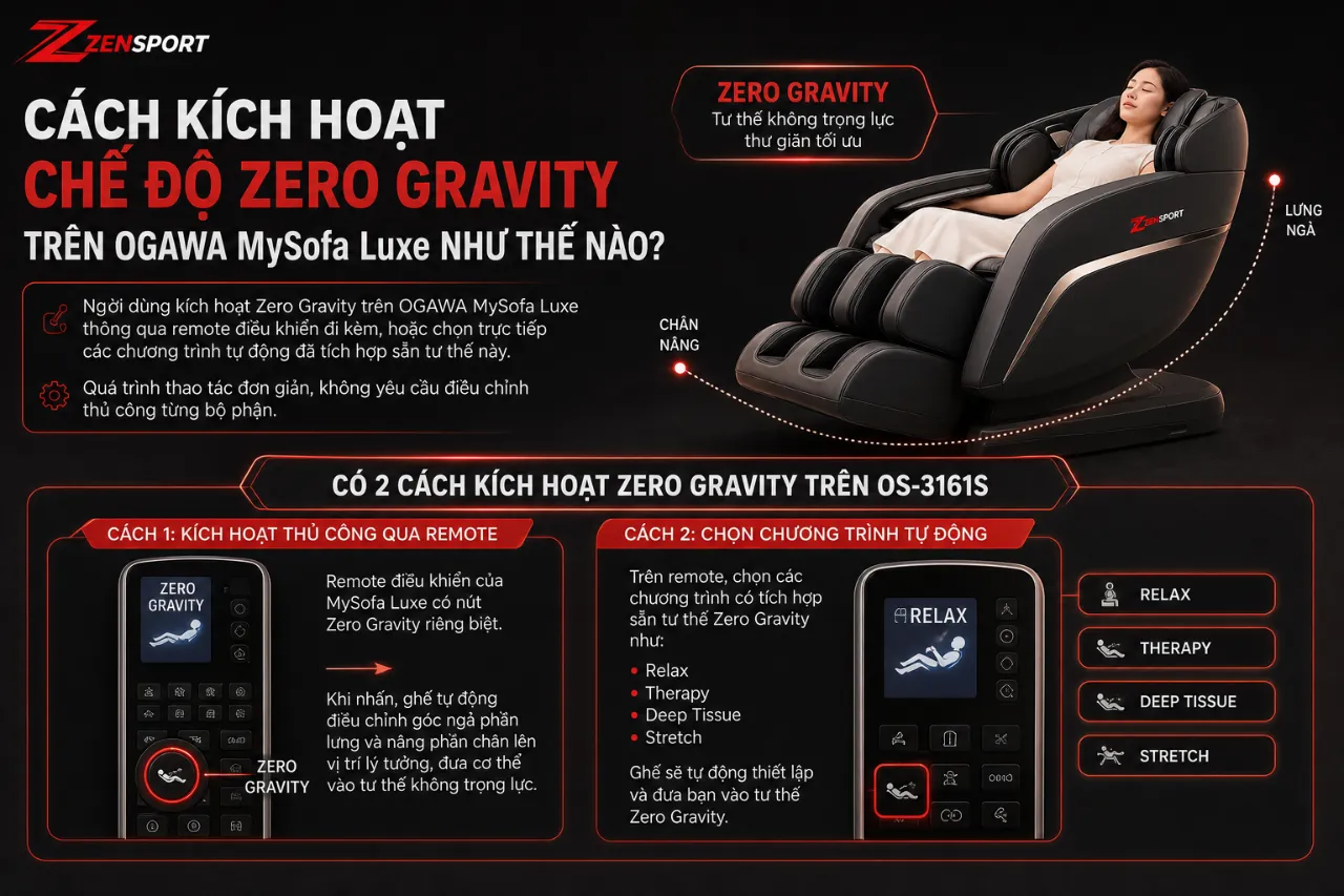 Cách Kích Hoạt Chế Độ Zero Gravity Trên OGAWA MySofa Luxe Như Thế Nào?