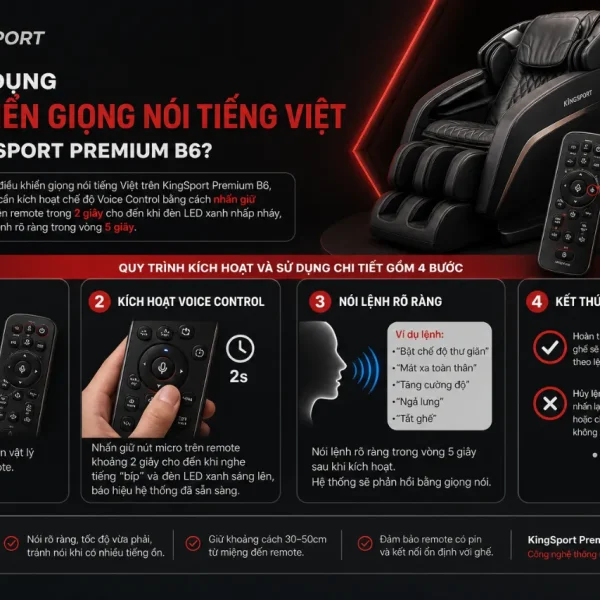 Ghế Massage KingSport Premium B6: AI Thông Minh, Điều Khiển Tiếng Việt