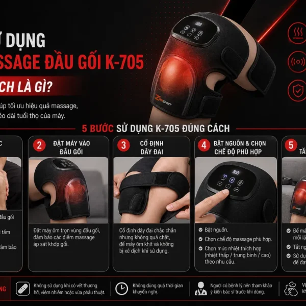 Máy massage đầu gối K-705 rung nhiệt, laser trị liệu