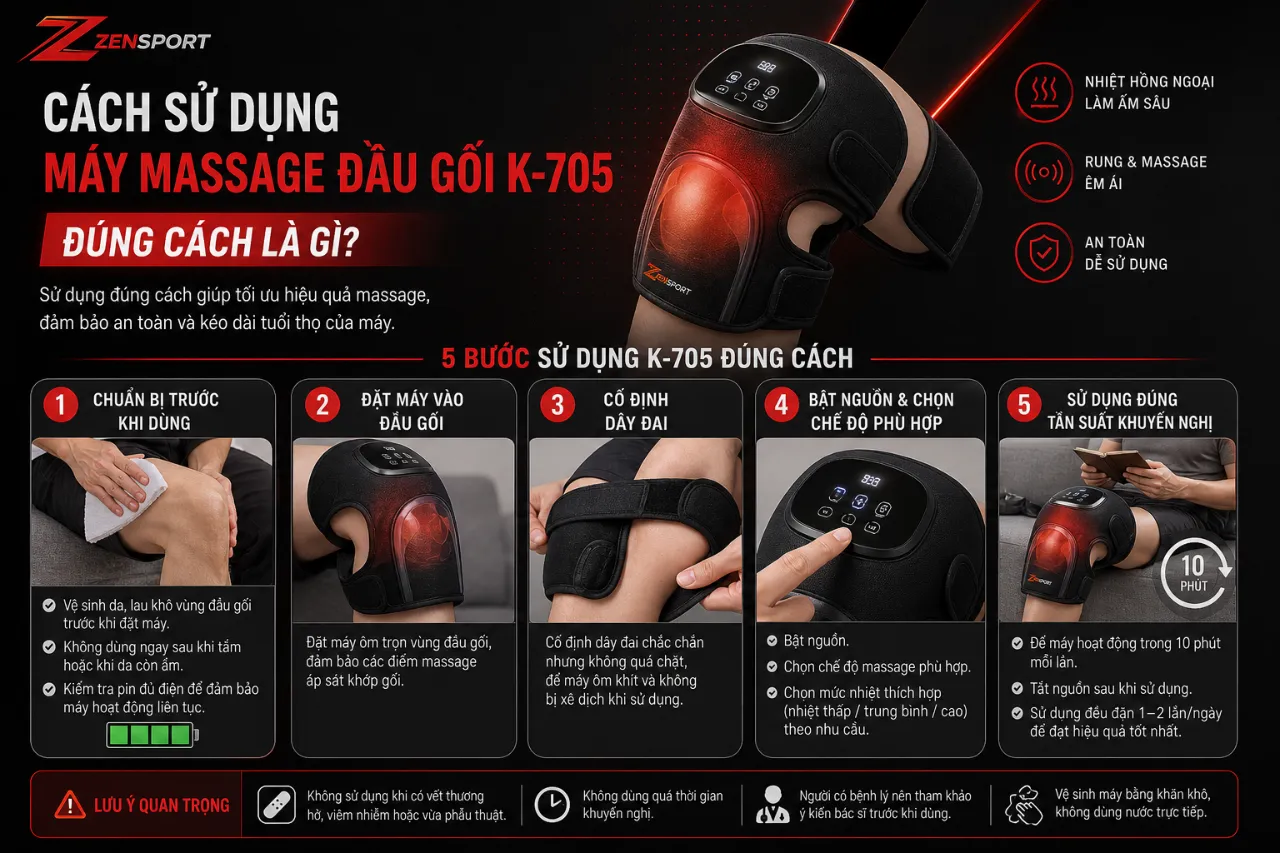 Cách Sử Dụng Máy Massage Đầu Gối K-705 Đúng Cách Là Gì?