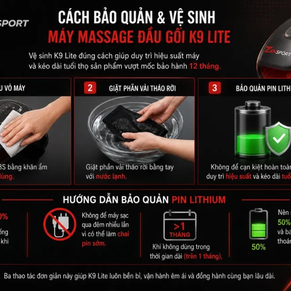 Máy massage đầu gối Masaji K9 Lite: Hồng ngoại, 5 cấp nhiệt