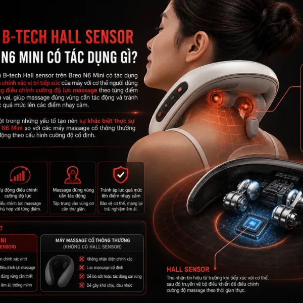Máy massage cổ vai gáy Breo N6 Mini: Nhiệt hồng ngoại, nhỏ gọn