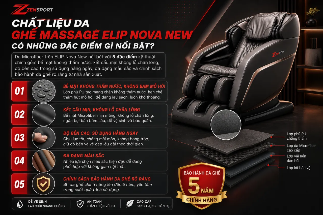 Chất Liệu Da Ghế Massage ELIP Nova New Có Những Đặc Điểm Gì Nổi Bật?