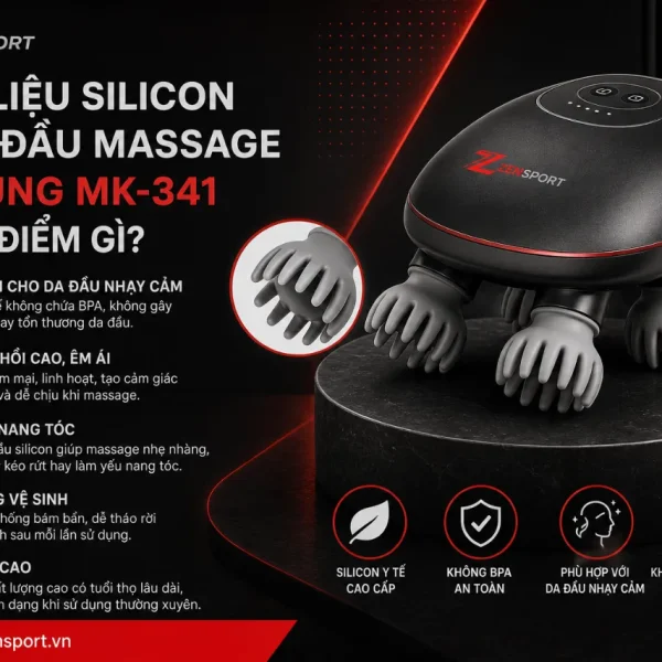 Máy massage đầu Buheung MK-341: 3 chế độ massage, 4 đầu silicon đa điểm