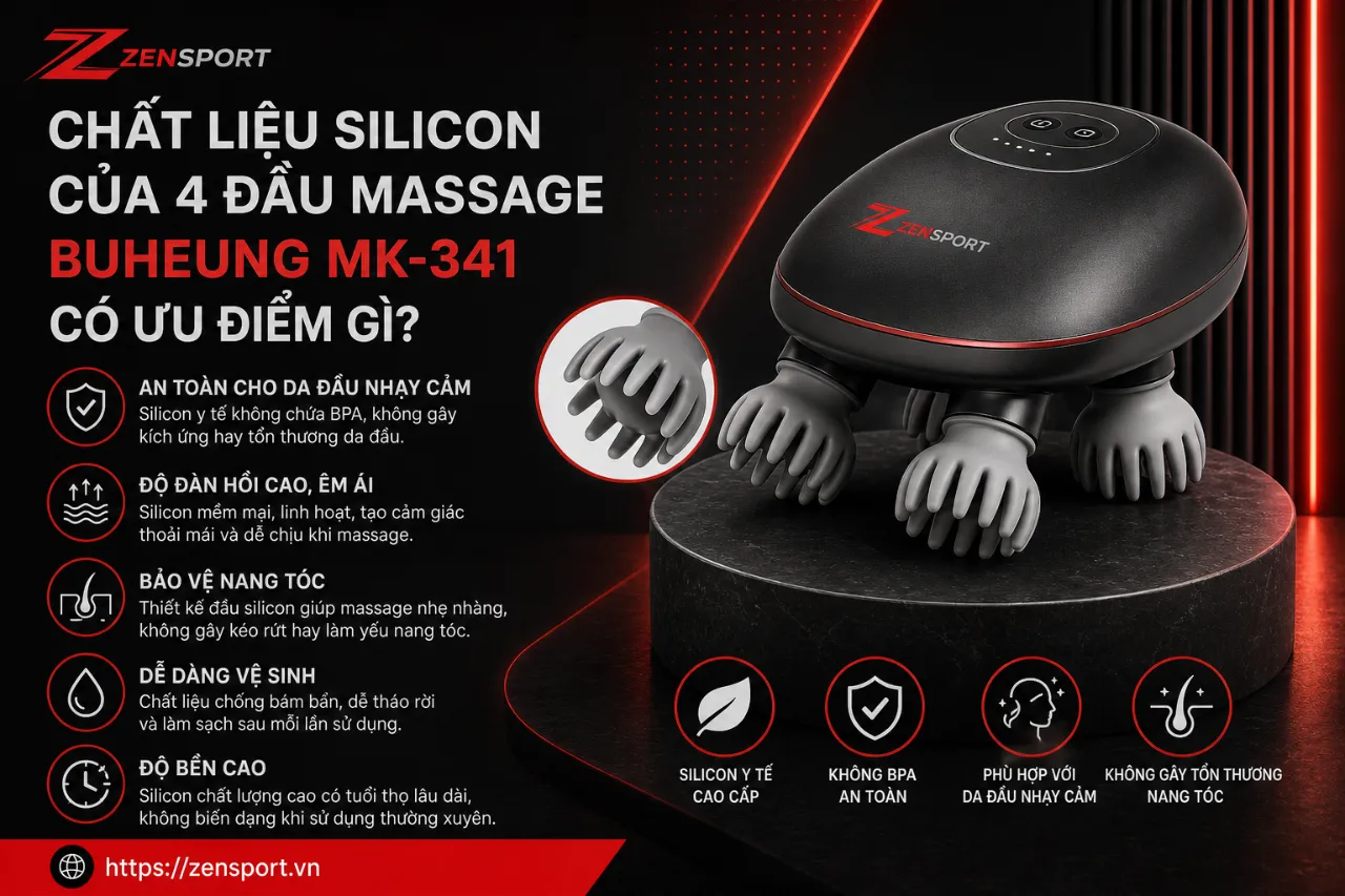 Chất Liệu Silicon Của 4 Đầu Massage Buheung MK-341 Có Ưu Điểm Gì?