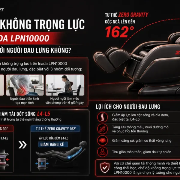 Ghế Massage Inada LPN10000: AI 8 Trục, Massage Không Trọng Lực