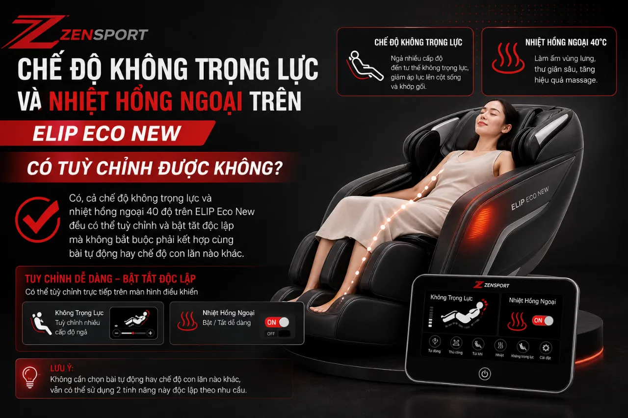 Chế Độ Không Trọng Lực Và Nhiệt Hồng Ngoại Trên ELIP Eco New Có Tuỳ Chỉnh Được Không?