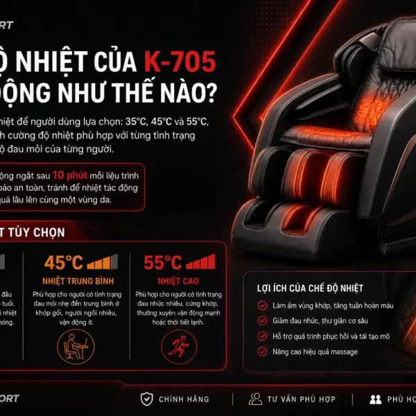 Máy massage đầu gối K-705 rung nhiệt, laser trị liệu