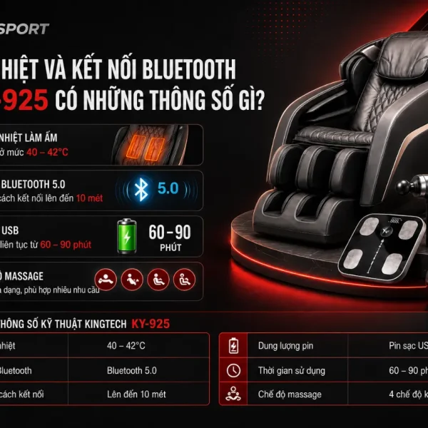 Máy massage mắt KingTech KY-925: túi khí kèm nhiệt, Bluetooth