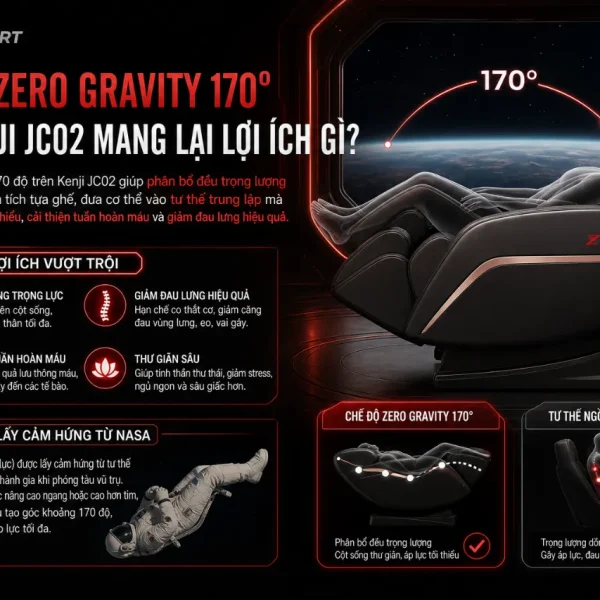 Ghế Massage Kenji JC02: 32 Túi Khí, Zero Gravity 170 Độ