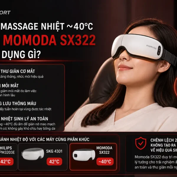 Máy massage mắt Momoda SX322: Rung đa tần, 3 chế độ massage