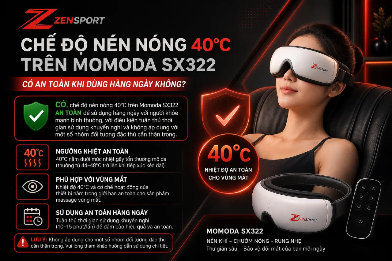 Chế độ nén nóng 40°C trên Momoda SX322 có an toàn khi dùng hàng ngày không?
